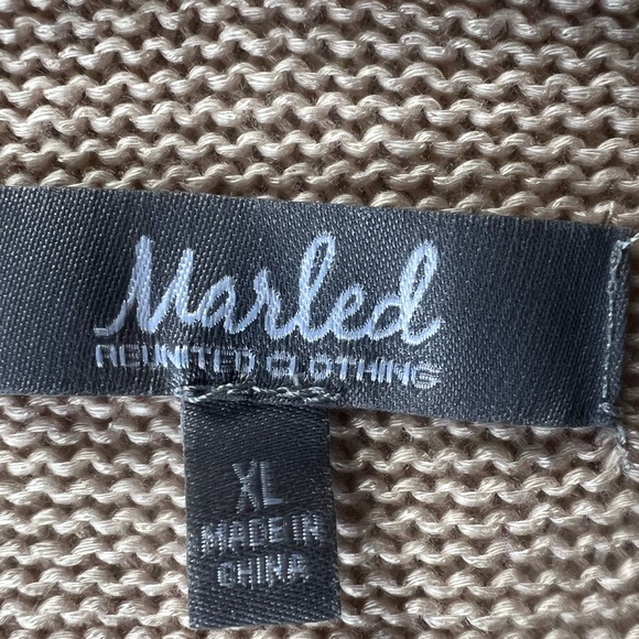 Marled Reunited Tan Hoodie Long Sleeve Sweater w/ US Flag Heart Size XL - Picture 2 of 7